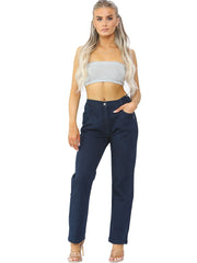 MYT Womens Side Elastic Waist Jeans Ladies Straight Leg Regular Fit Denim Size 10-24