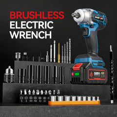 Brushless Electric Wrench, 1/2 Inch Impact Wrench Set,, with LED Work Light, 2 Forward Speeds, 2 Reverse Speeds, for Home DIY/Electric Tools Home DIY/Electric Tools, Furniture Installation Scaffolding Electric Tools, ONEVAN
