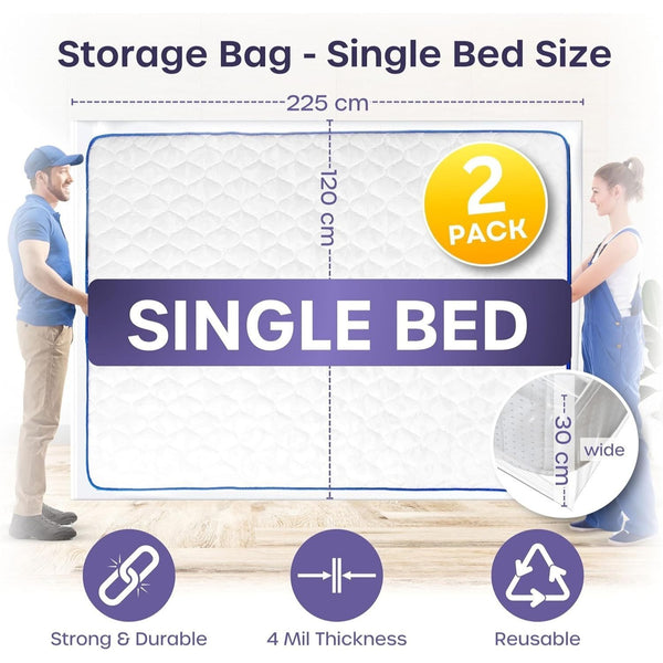 Heavy Duty Mattress Bag for Moving and Storage - Reusable Waterproof Mattress Cover for Moving, Storage and Protect Beds from Stains, Dust, and Pest Damage