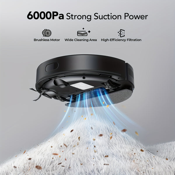 3-in-1 Robot Vacuum and Mop | 6000Pa Strong Suction, 3.0L Dust Bag, 70-Day Self-Emptying, 360° PSD Obstacle Avoidance, Multi-Floor Mapping, WiFi/Alexa/APP Control, L15MAX, Lubluelu Brand