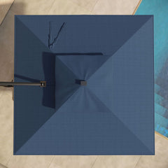 Seasons Sentry 10Ft (3M) 2-Tier Solar LED Square Cantilever Umbrella with Base in Blue