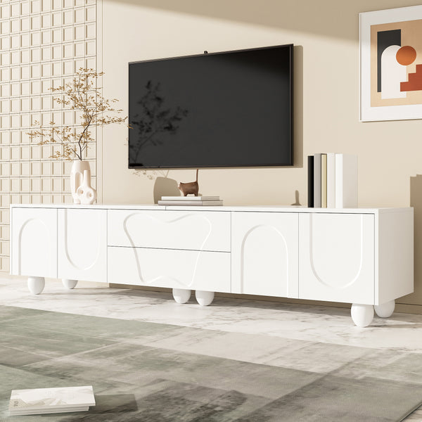 180cm Modern TV Stand for TVs up to 65 inches, Storage TV Cabinet with Solid Wood Legs, Black PB Board Entertainment Center for Living Room, Bedroom, Home Office - Scratch-Resistant, Spacious Shelves for Media Players & Game Consoles, Easy Assembly
