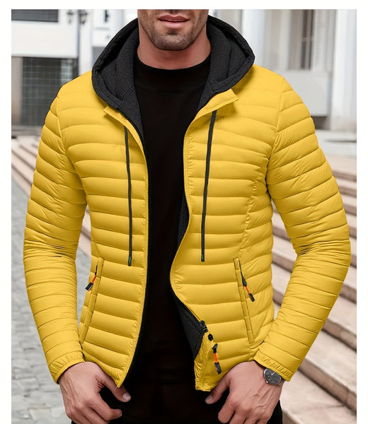 Lightweight Warm Hooded Jacket - Windproof, Ultra-Warm Padding, Quilted Design, Practical Storage Pockets, Suitable for Winter Daily Wear and Outdoor Occasions, Nylon Fabric, Zip Closure, Regular Fit, Winter Coat | Hooded Jacket |