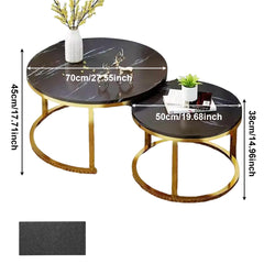 Set of 2 Round Nesting Coffee Tables - Stackable Modern Side Tables for Living Room, Space-Saving Sofa End Tables, Contemporary Home Decor