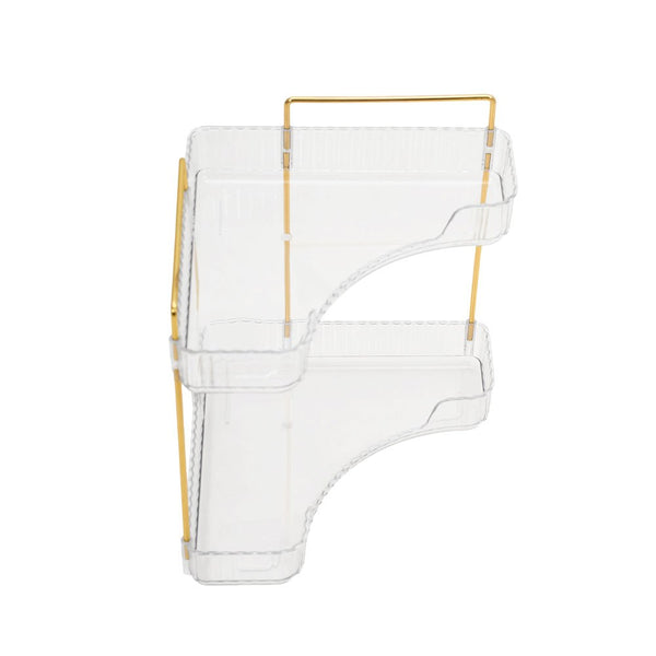 Transparent Triangular Storage Rack Golden Multi-layer, Cosmetic Layered Organizer Design, Suitable for Vanity Bedroom Bathroom, Corner Space Utilization Storage Skincare Products
