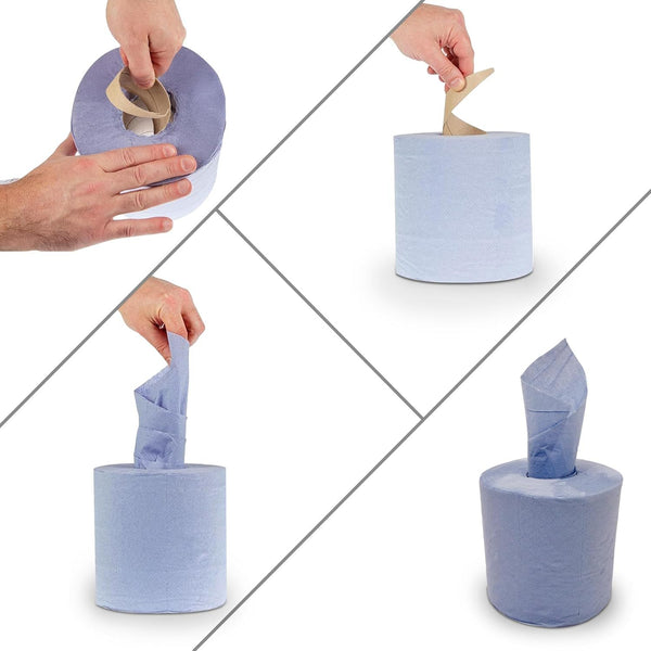12 x Centre Feed Rolls Blue Tissue Paper Roll | 400 SHEETS PER ROLL | Premium quality