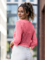 Love My Fashions Women’s Fish Net Knitted Tie Up Bolero Shrug Top Ladies 3/4 Sleeve One Size Fits All