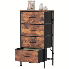 1pc Modern Tall Dresser with 4 Spacious Drawers - Large Storage Cabinet with MDF Wood Top & Sturdy Metal Frame, Freestanding Tall Tower Unit with Legs, 68.58cm+ Height, 3.2 Cu Ft Capacity, Space-Saving Vertical Organizer for Bedroom/Living Room