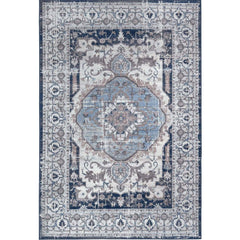 Montana Oriental Rug – Durable and Non-Shedding Area Rug for Living Room, Kitchen, Dining Room, Nursery, and Bedroom – Navy and Cream Colours – Easy Maintenance, Pet-Friendly.