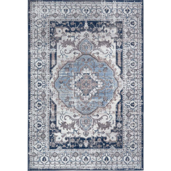 Montana Oriental Rug – Durable and Non-Shedding Area Rug for Living Room, Kitchen, Dining Room, Nursery, and Bedroom – Navy and Cream Colours – Easy Maintenance, Pet-Friendly.