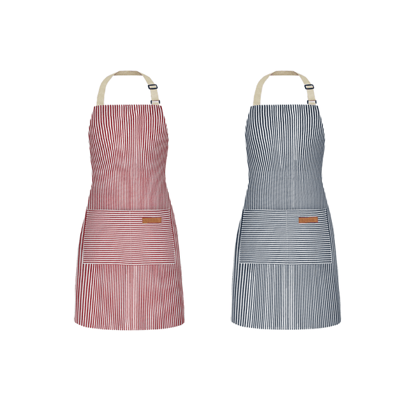 2PC Classic Design Striped Apron, Unisex Simple Criss Cross Apron For Kitchen Home Restaurant Coffee Shop Barbecue, Men's Workwear And Protective Clothing