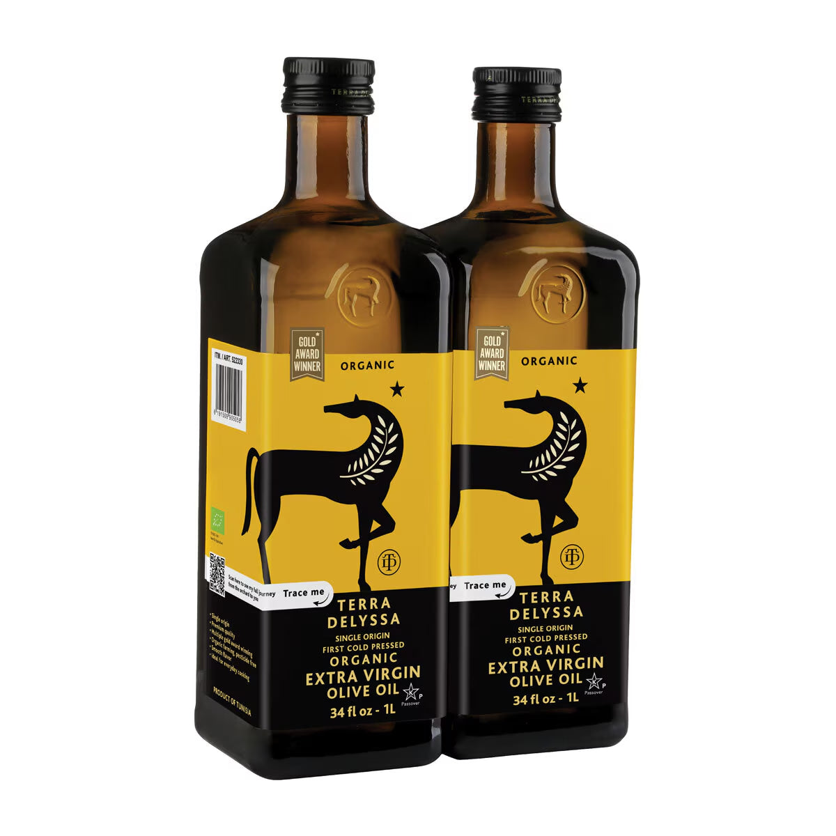 Terra Delyssa Organic Extra Virgin Olive Oil, 2 X 1L