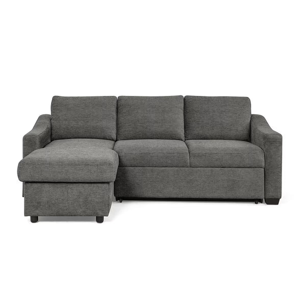 Coddle Aria Grey Fabric Convertible Sofa Bed with Chaise