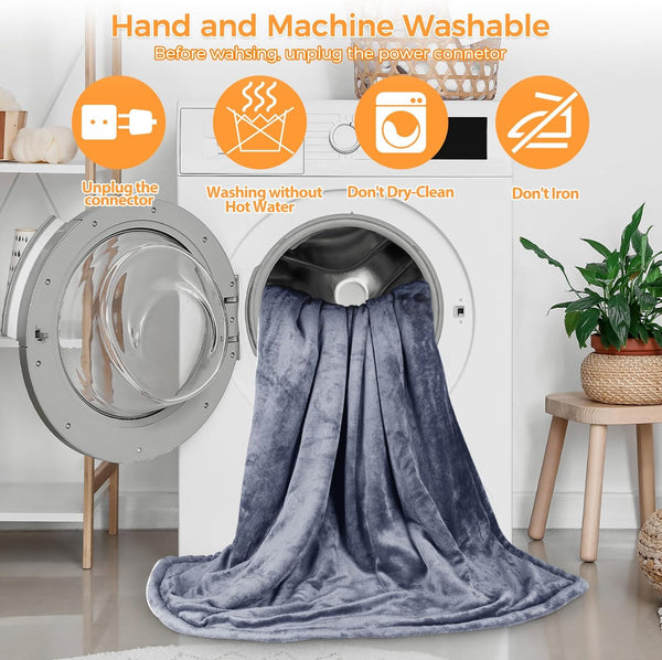 PROALLER Heated Blanket Electric Throw 160X130Cm, 10 Levels &1-9H Timer Auto-Off, Machine Washable, Soft Flannel Sherpa Full Body Warming, Sofa Bed Office Use, Heating Blanket -