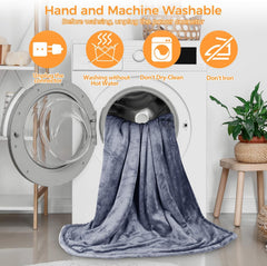 PROALLER Heated Blanket Electric Throw 160X130Cm, 10 Levels &1-9H Timer Auto-Off, Machine Washable, Soft Flannel Sherpa Full Body Warming, Sofa Bed Office Use, Heating Blanket -