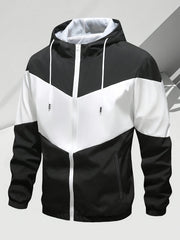 Men'S Casual 2pcs Athletic Set Unisex Couple All-Season Spring Autumn Loose Color-Block Athletic Outfit Hooded Sweater Zip-Up Jacket Long Sleeve Outerwear Long Pants Jogging Trousers Gym Workout Running Outdoor Set Elastic Pants Hoodie Top And Botto