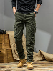 Men's Casual Cargo Pants, Multi-pocket, All-season American Street Style Loose Straight-leg Pants,  Blend, Machine Washable, Suitable for Casual Wear, Practical Workwear, Leisure Cargo Design, for Daily Outings and Travel