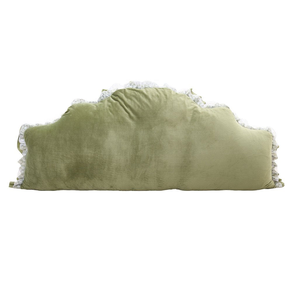 Nordic Princess-style Bedside Cushion Pillow | Soft Padded, Tatami Waist-support, Green/White, Polyester, 180*20*75cm, Zipper Closure, Hand Wash Only