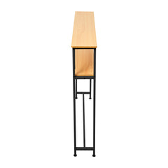 Minimalist Wooden Console Table - Slim Wall-Mounted Single/Double Tier Entryway Shelf with Carbon Steel Frame, Space-Saving Narrow Hallway Table, Bedroom/Living Room Table (80x20cm, MDF Wood + Black/White Metal)