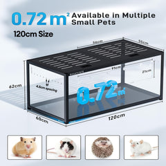 (Free 20L Random Color Paper Bedding)BUCATSTATE 120cm Hamster Cage 3.0 : Spacious Stackable Metal Cage For Dwarf And Syrian Hamsters, Gerbils, And Mice-Easy Top Access And Quick Assembly