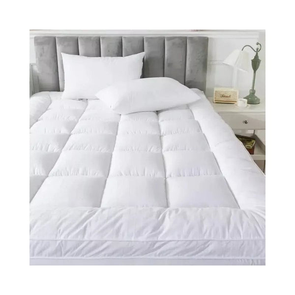 Luxury Mattress Topper Extra Thick 4-Inches / 10cm Deep | Fitted Bed MattressesToppers with Soft Fiber | Single Double King Super King Small Double Sizes Bedding Size