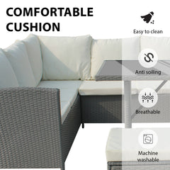 9Seats Garden Furniture Set Rattan Outdoor Corner Sofa Wicker Dining Table Chair for Patios Conservatories Rectangular