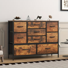 Stylish Large 9 Drawers Dresser with Durable Metal Frame, Scratch-Resistant MDF Top, And Spacious Fabric Drawers - Tall Chest Of DrawersPerfect for Elegant Bedroom, Cozy Living Room Or Functional Office Use