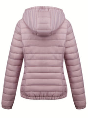 Women's Autumn/Winter Fashion Simple Versatile Lightweight Commuter Hooded Padded Coat with Pockets