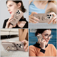 Multi Functional Phone Case for iPhone 17 Pro Max 16 15 14 13 12 11 Faux Leather Accordion Flip Cover with Ring Holder Crossbody Strap Long Lanyard Multi Card Slots Anti Drop