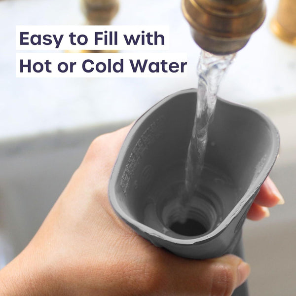 Long Hot Water Bottle for Back Ache and Pain Relief - 2L Soft Grey Plush Covered Hot Water Bottle - Luxury, Washable and Reusable Hot Water Bag