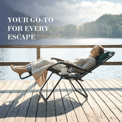 Ultimate Outdoor Lounge Chairs – Set of 2, XXL Padded Folding Zero Gravity Recliners with Cup Tray & Adjustable Headrest, 160° Lockable Patio & Camping Chairs