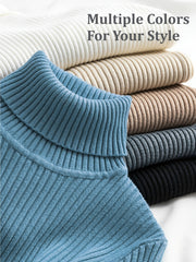 3pcs Women's Solid Color High Neck Turtle Neck Sweaters - Long Sleeve Office Wear, Soft Stretchable Winter Pullover, Suit Top, Machine Washable for or Semi-Formal Attire
