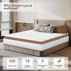 King Size Mattress (150x200x28cm/135x190x28cm) 2000+ Pocket Springs & Gel Memory Foam 7-Zone Ortho Support Reinforced Reduction Medium Firm Fits King Size Bedding 45cm Rolled Box (Christmas, Halloween Valentine's Day gifts), 200-Night Trial Christmas gift