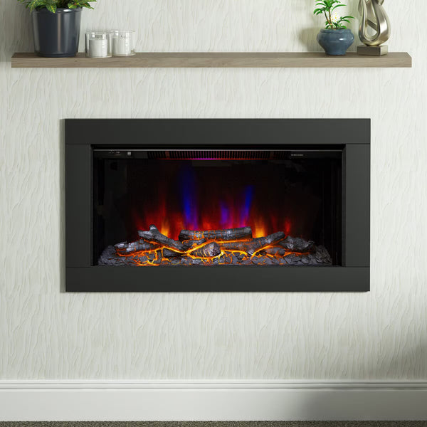 Flare Avella Wall Mounted Inset Electric Fire in Black, 2Kw