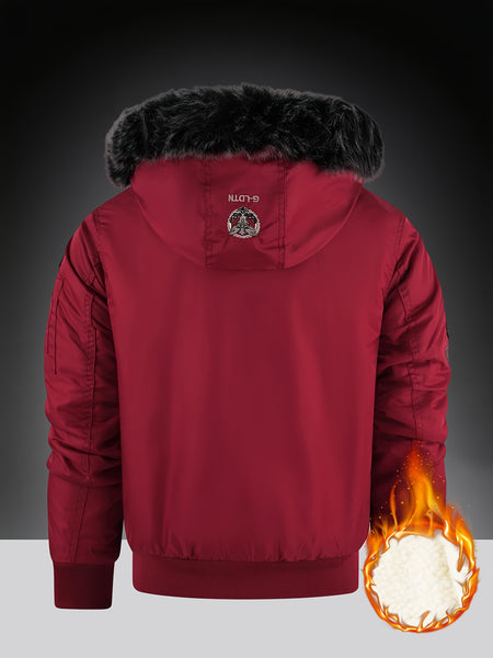Men's winter lined hooded jacket - a warm and thick outdoor jacket suitable for hiking, hiking, and casual wear