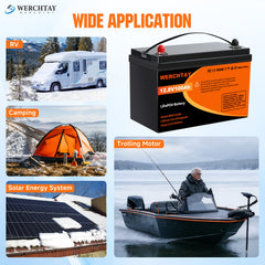 WERCHTAY 12.8V Lifepo4 Battery with Capacities of 300/200/100Ah, Featuring A+ Grade Battery Cells, Over 25, 000 Deep Cycles, And an Intelligent BMS for Protection Against Overcharging And Over-Discharging, Suitable for Home Energy Storage