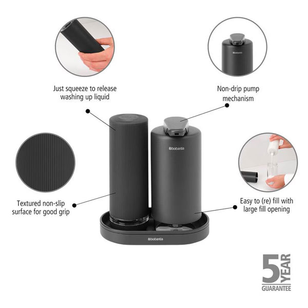 Brabantia Sinkstyle Soap Dispenser Set in Grey
