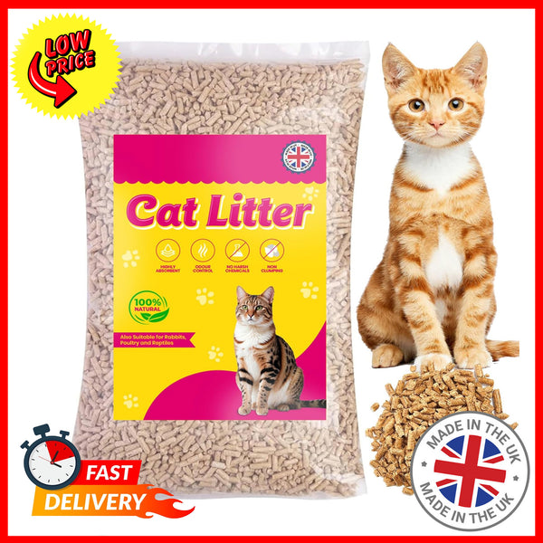 2 x 30L Cat Litter Clean & Easy To Use Ultra Absorbent Wooden Pellets, Odour Control, Natural Scent, Soft Bedding