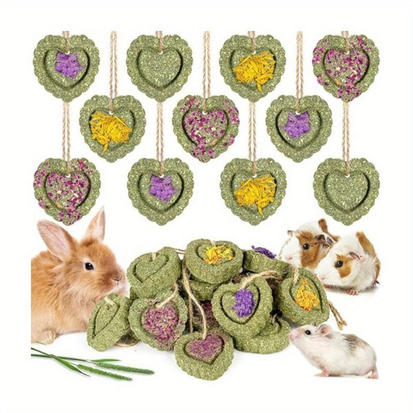 Rabbit Timothy Hay Toys, Natural Bunny Molar Treats, Herbal Flower Rabbit Chew Toys for Small Animal Teeth, Rats, Chinchillas, Guinea Hamster