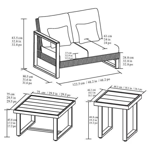 Agio Maricopa 5 Piece Woven Sectional Modular Patio Set + Cover
