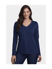 Ladies Womens V Neck Long Sleeve Plain Slim Fit Basic Top Stretchy T-Shirt 8-26