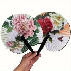 20pcs Foldable Paper Fan Retro Windmill Small Round Paper Style Gift Printed Fan Fan Color Hand Party Random Chinese Decoration