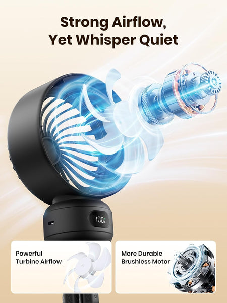Warmco Portable Pram Fan, 4000Mah Rechargeable Clip on Fan (Up to 15H), 4 Speeds, LED Battery Display, Quiet Operation, Detachable Cover, for Stroller, Car Seat, Crib & Treadmill (Black)
