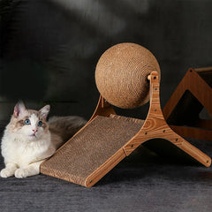 Cat Scratching Ball Toy, Sisal Cat Scratching Ball with Ferris Wheel Base, Tall Interactive Play Sphere with Cat Scratching Pad, Standalone Cat Entertainment Center, Interactive Rotating Design for Indoor Play & Claw Training, Ideal for Living Room & Bedr