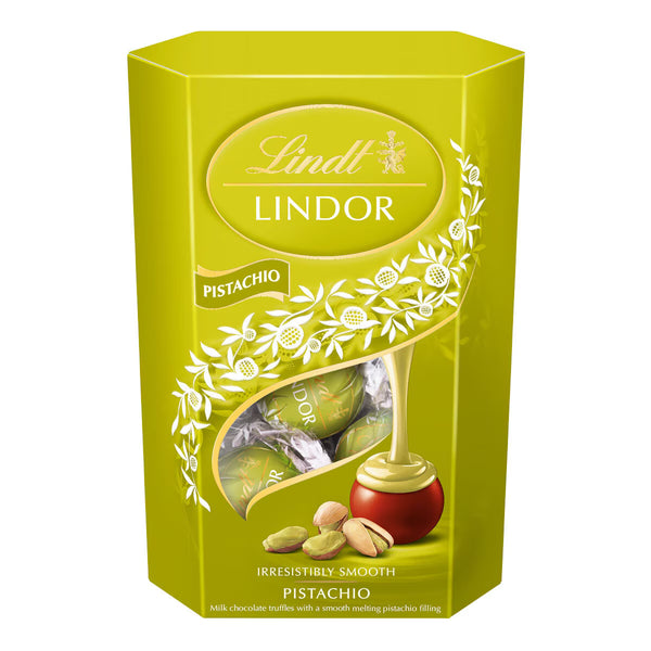 Lindt Lindor Milk & White & Pistachio Chocolate Truffles, 4 X 200G