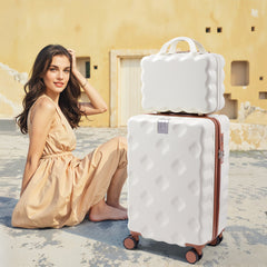 2pcs Luggage Set Cabin Suitcase, Lightweight Luggage Hard Shell Travel Trolley Case, Travel Suitcase Sets with Cup Holder and Hook, Carry on Hand Cabin Luggage with Beauty Case