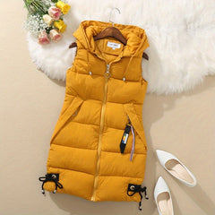 Elegant Sleeveless Vest Women's Elegant Sleeveless Long Vest - Winter Warm Coat Zipper Closure Front, Loose Fit Non-Stretch Outerwear, Sophisticated Formal & Everyday Chic for Fall/Winter, Cold Weather Wear, Modern Aesthetic, Durable Construction, Casual