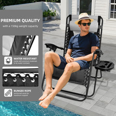 Alivio Set of 2 Extra Wide Zero Gravity Chair With Padded Cushion Folding Sun Lounger Recliner