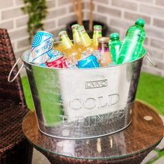 LIVIVO Galvanised Steel 24L Drinks Ice Cool Bucket with Handles - Great for Parties, BBQs and Bars Cooling Bottles, Cans of Beer or Soft Drinks