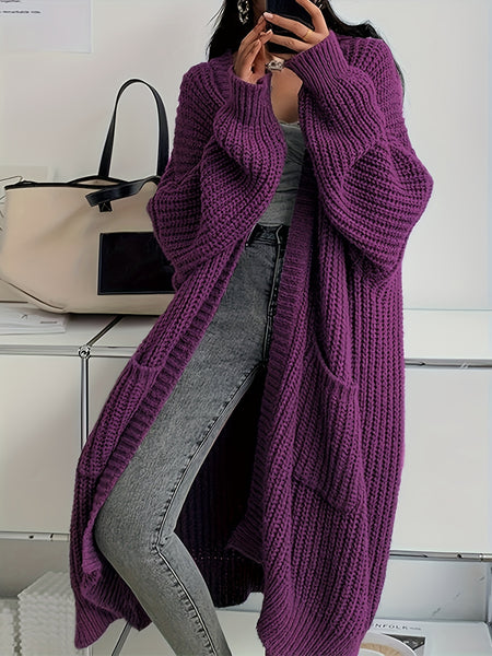 Women'S Y2K Cardigan - Long Flowy Open Front Sweater with Pockets, All-Season Layering Piece for Casual & Formal Outfits